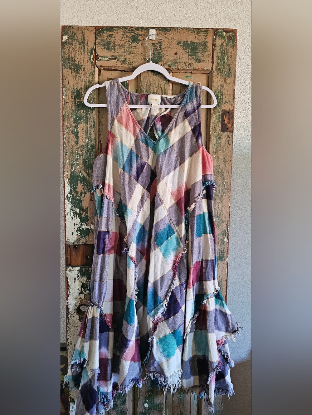 Boho Maeve Plaid Cold-Shoulder Midi Dress in Multi